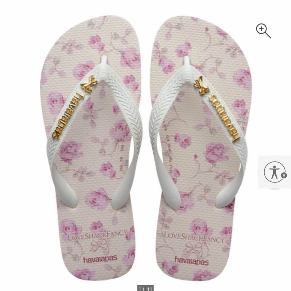 LoveShackFancy Pink Floral Flip Flops